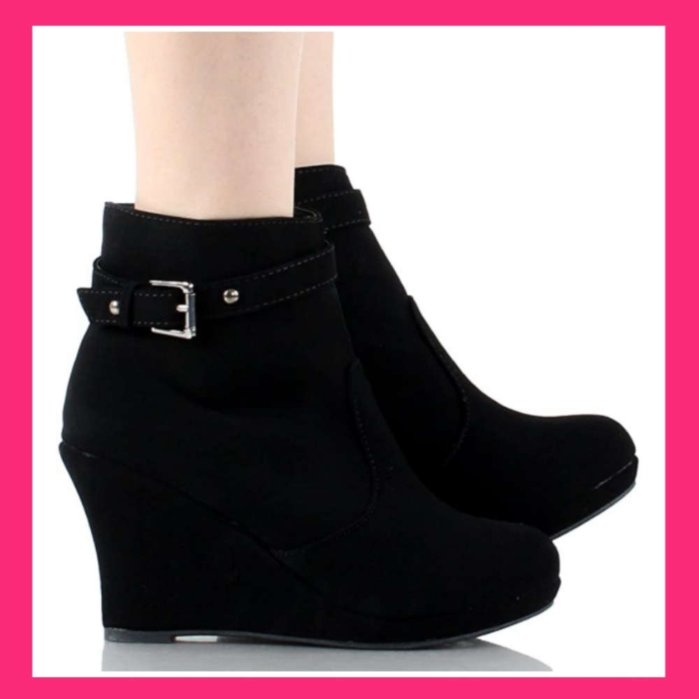 Top Moda Stud Bucked Strap Nubuck Booties - Picture 5 of 15